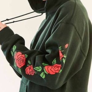 Green Urban Outfitter Hoodie w/Roses